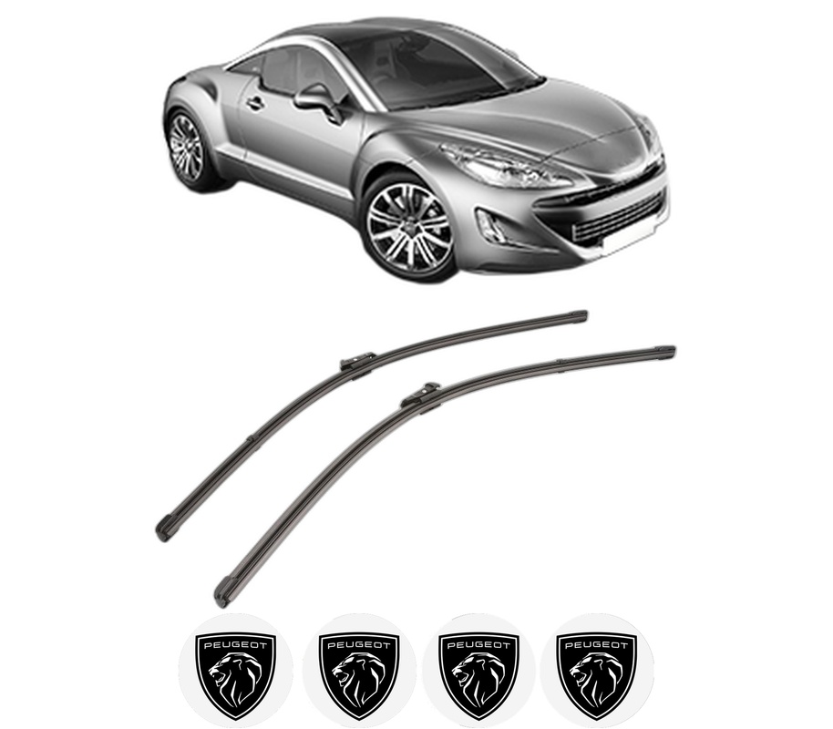 Set stergatoare auto PEUGEOT RCZ din 2010-2015, pentru parbriz auto, 2 bucati, Valeo Silencio Xtrm, din cauciuc siliconat rezistent, 4 Stickere Auto PEUGEOT