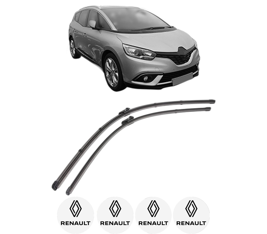 Set stergatoare auto RENAULT GRAND SCENIC IV (R9_) din 2016-2023, pentru parbriz auto, 2 bucati, Valeo Silencio Xtrm, din cauciuc siliconat rezistent, 4 Stickere Auto RENAULT