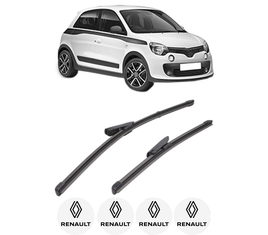 Set stergatoare auto RENAULT TWINGO III (BCM_, BCA_) din 2014-2020, pentru parbriz auto, 2 bucati, Valeo Silencio, din cauciuc siliconat rezistent, 4 Stickere Auto RENAULT