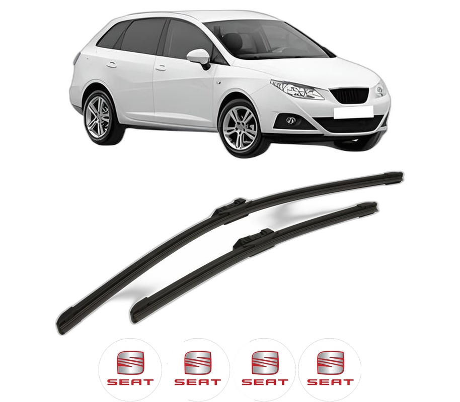 Set stergatoare auto SEAT IBIZA IV ST (6J8, 6P8) din 2010-2016, pentru parbriz auto, 2 bucati, Bosch Aerotwin, din cauciuc siliconat rezistent, 4 Stickere Auto SEAT