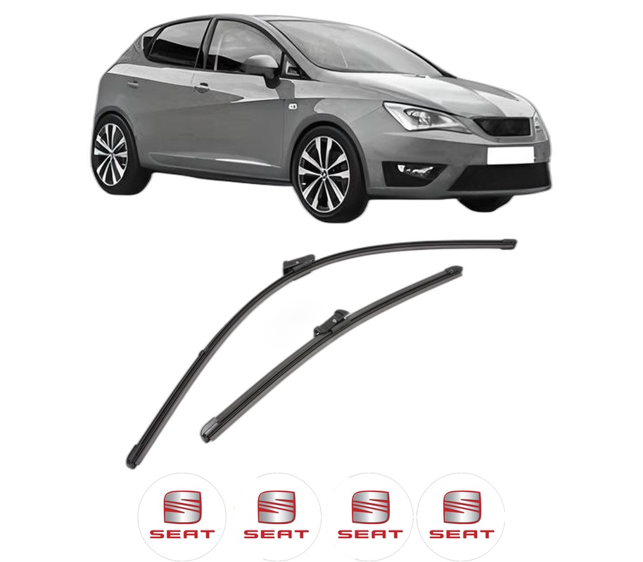 Set stergatoare auto SEAT IBIZA V (KJ1, KJG) din 2017-2020, pentru parbriz auto, 2 bucati, Valeo Silencio Xtrm, din cauciuc siliconat rezistent, 4 Stickere Auto SEAT