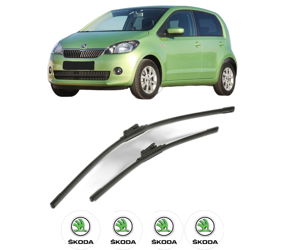 Set stergatoare auto SKODA CITIGO (NF1) din 2011-2019, pentru parbriz auto, 2 bucati, Bosch Aerotwin, din cauciuc siliconat rezistent, 4 Stickere Auto SKODA