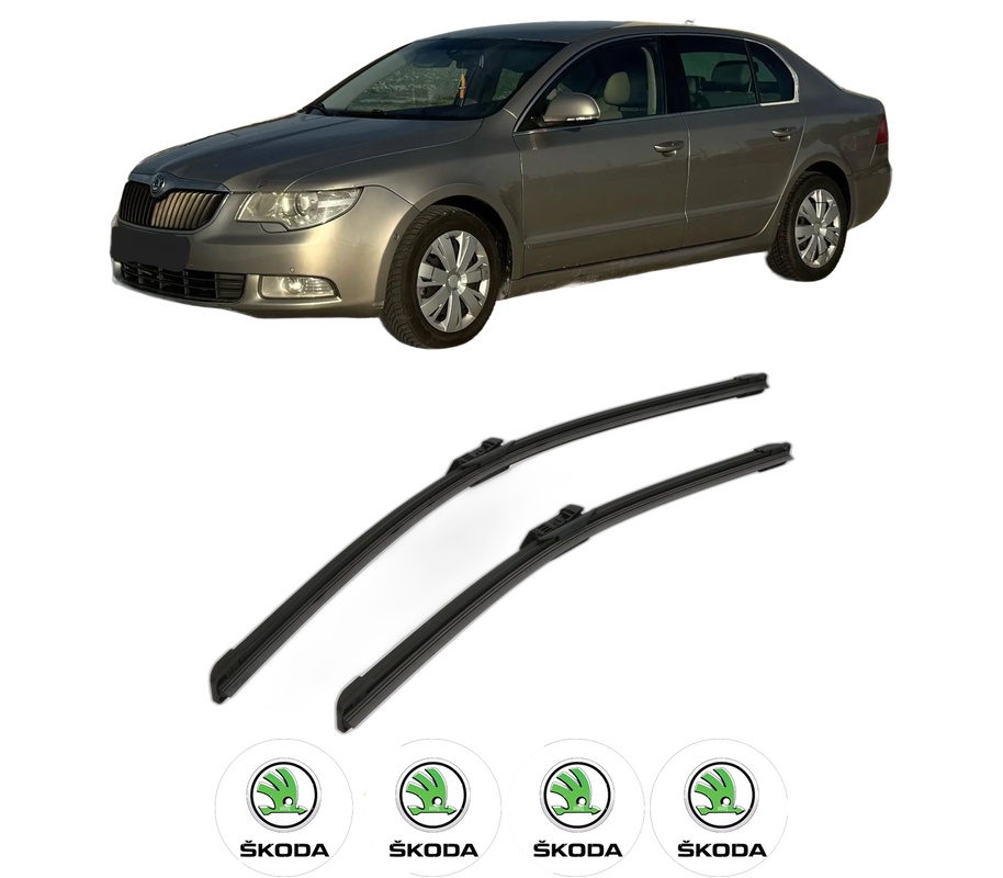 Set stergatoare auto SKODA SUPERB II Estate (3T5) din 2009-2015, pentru parbriz auto, 2 bucati, Bosch Aerotwin, din cauciuc siliconat rezistent, 4 Stickere Auto SKODA