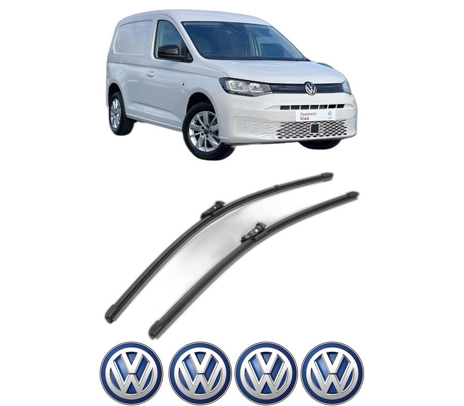 Set stergatoare auto Volkswagen CADDY V MPV (SBB, SBJ) din 2020-2024, pentru parbriz auto, 2 bucati, Valeo Silencio Xtrm, din cauciuc siliconat rezistent, 4 Stickere Auto Volkswagen