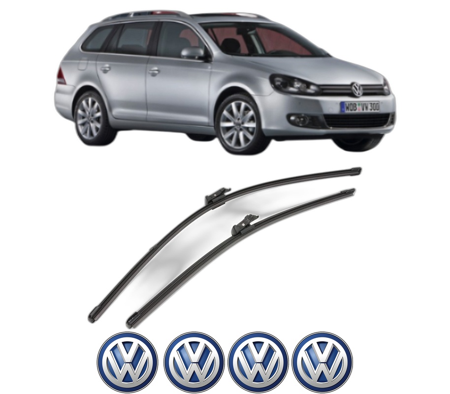 Set stergatoare auto Volkswagen GOLF VAN VI Variant (AJ5) din 2009-2014, pentru parbriz auto, 2 bucati, Valeo Silencio Xtrm, din cauciuc siliconat rezistent, 4 Stickere Auto Volkswagen