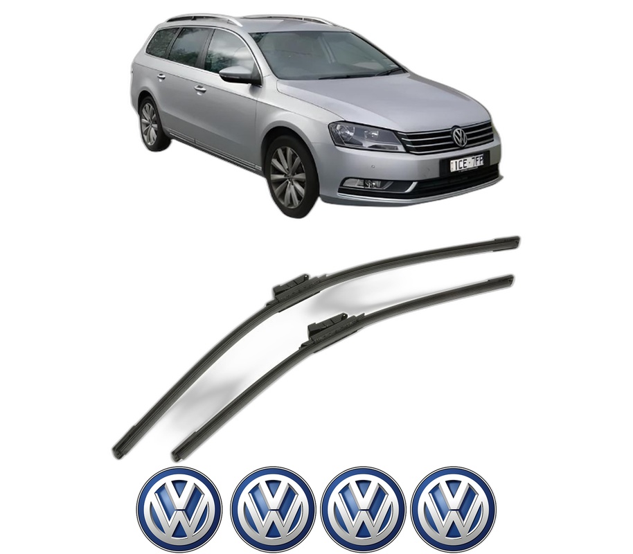 Set stergatoare auto Volkswagen PASSAT B7 Estate Van (365) din 2010-2014, pentru parbriz auto, 2 bucati, Bosch Aerotwin, din cauciuc siliconat rezistent, 4 Stickere Auto Volkswagen