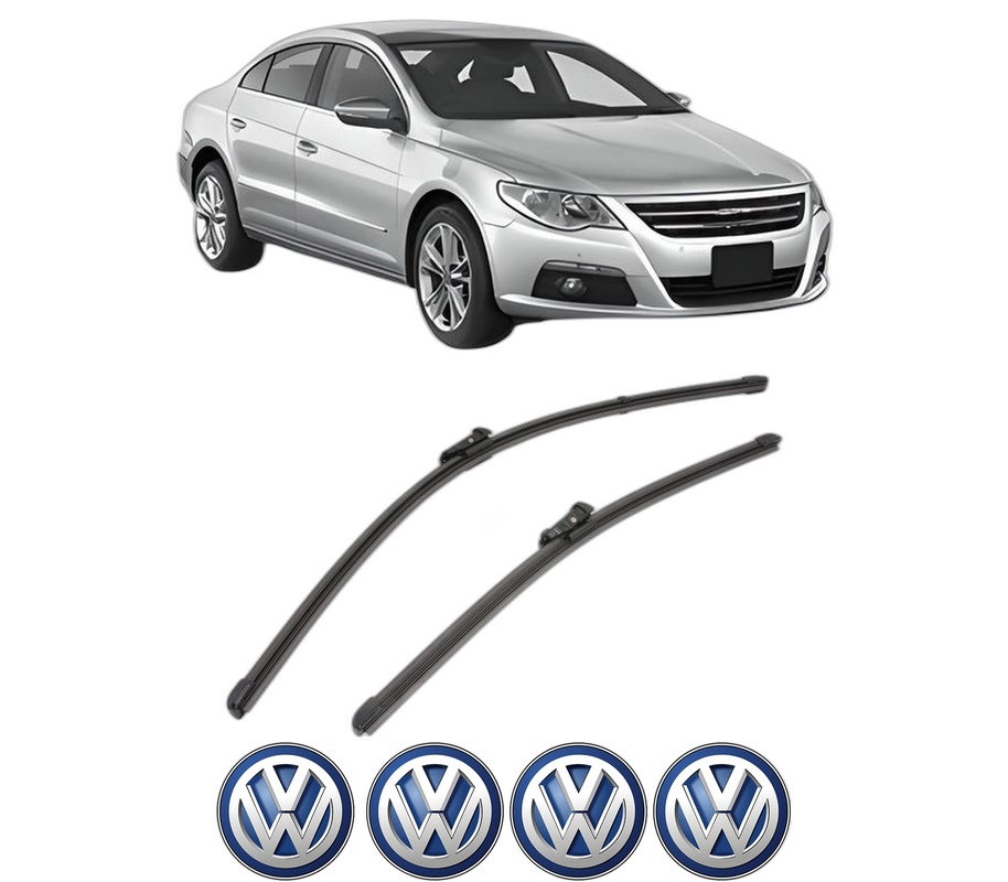 Set stergatoare auto Volkswagen PASSAT CC B6 (357) din 2008-2012, pentru parbriz auto, 2 bucati, Valeo Silencio Xtrm, din cauciuc siliconat rezistent, 4 Stickere Auto Volkswagen