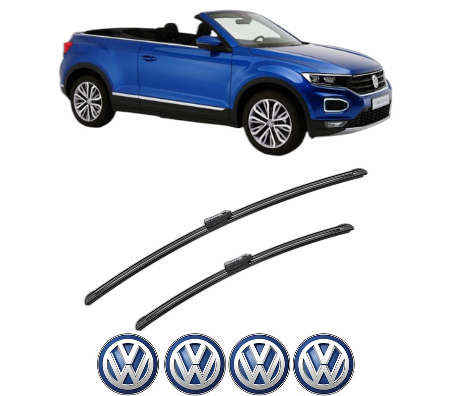 Set stergatoare auto Volkswagen T-ROC Convertible (AC7, AC8) din 2019-2020, pentru parbriz auto, 2 bucati, Bosch Aerotwin, din cauciuc siliconat rezistent, 4 Stickere Auto Volkswagen