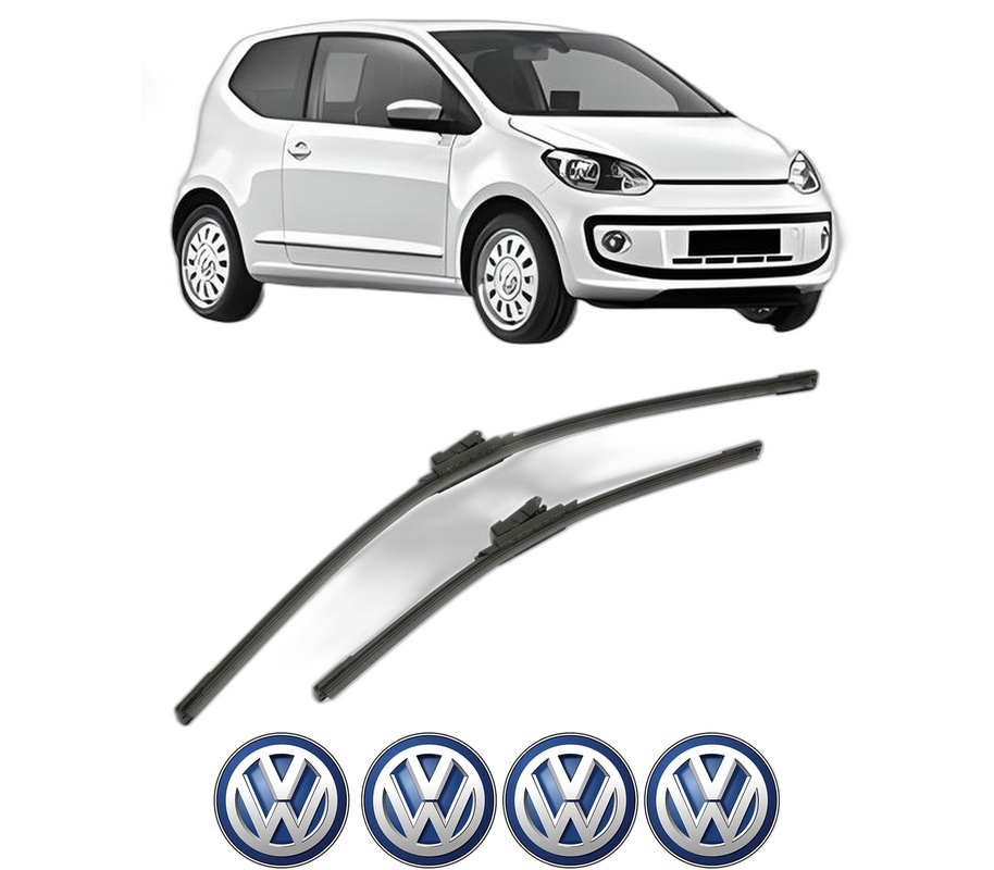 Set stergatoare auto Volkswagen UP! (121, 122, BL1, BL2, BL3, 123) din 2011-2023, pentru parbriz auto, 2 bucati, Bosch Aerotwin, din cauciuc siliconat rezistent, 4 Stickere Auto Volkswagen