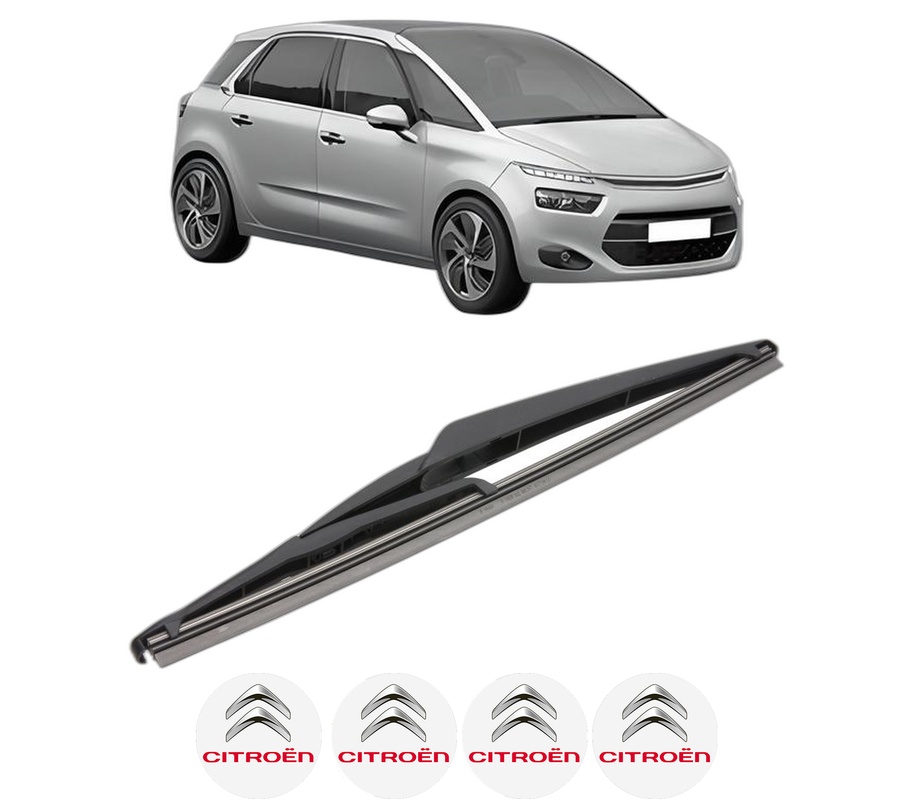 Stergator lamela spate CITROEN C4 GRAND PICASSO II (DA_, DE_) din 2013 - 2018, pentru luneta auto, Valeo Silencio, din cauciuc siliconat rezistent, 4 Stickere Auto CITROEN