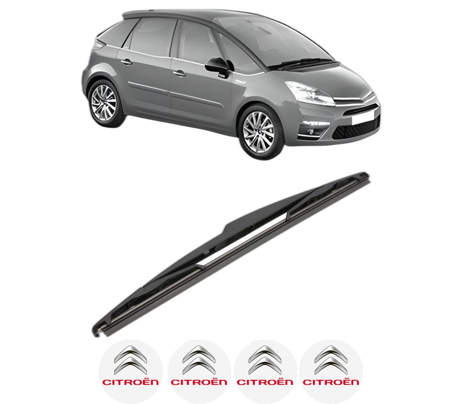 Stergator lamela spate CITROEN C4 PICASSO I MPV (UD_) din 2006 - 2013, pentru luneta auto, Valeo Silencio, din cauciuc siliconat rezistent, 4 Stickere Auto CITROEN