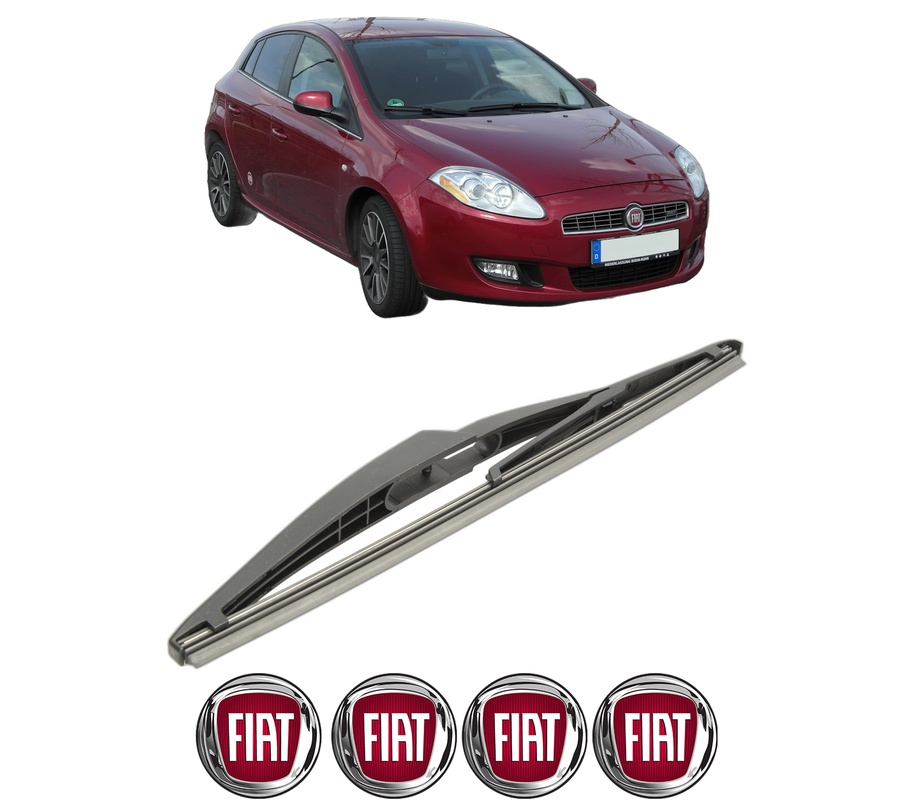 Stergator lamela spate FIAT BRAVO II (198_) din 2006 - 2016, pentru luneta auto, Bosch Twin, din cauciuc siliconat rezistent, 4 Stickere Auto FIAT