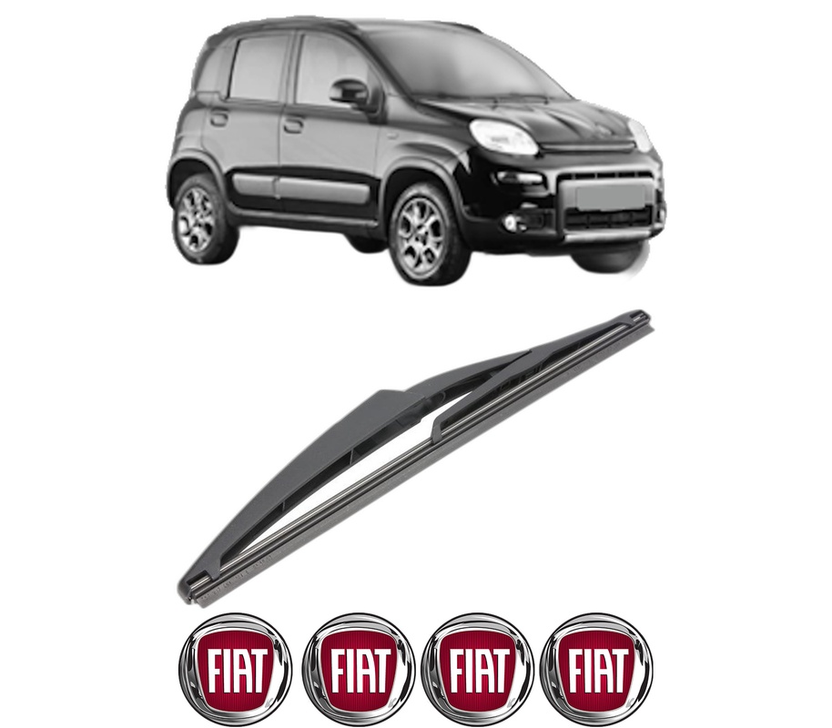 Stergator lamela spate FIAT PANDA VAN (312_, 519_) din 2012, pentru luneta auto, Valeo Silencio, din cauciuc siliconat rezistent, 4 Stickere Auto FIAT