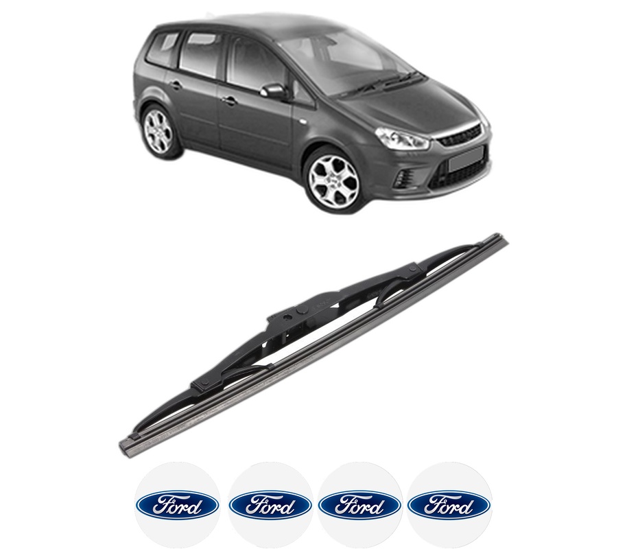 Stergator lamela spate FORD C-MAX (DM2) din 2003 - 2010, pentru luneta auto, Bosch Twin, din cauciuc siliconat rezistent, 4 Stickere Auto FORD