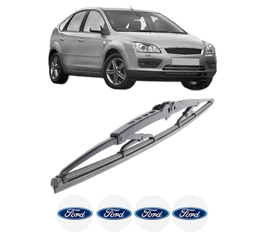Stergator lamela spate FORD FOCUS II (DA_, HCP, DP) din 2004 - 2012, pentru luneta auto, Bosch Twin, din cauciuc siliconat rezistent, 4 Stickere Auto FORD