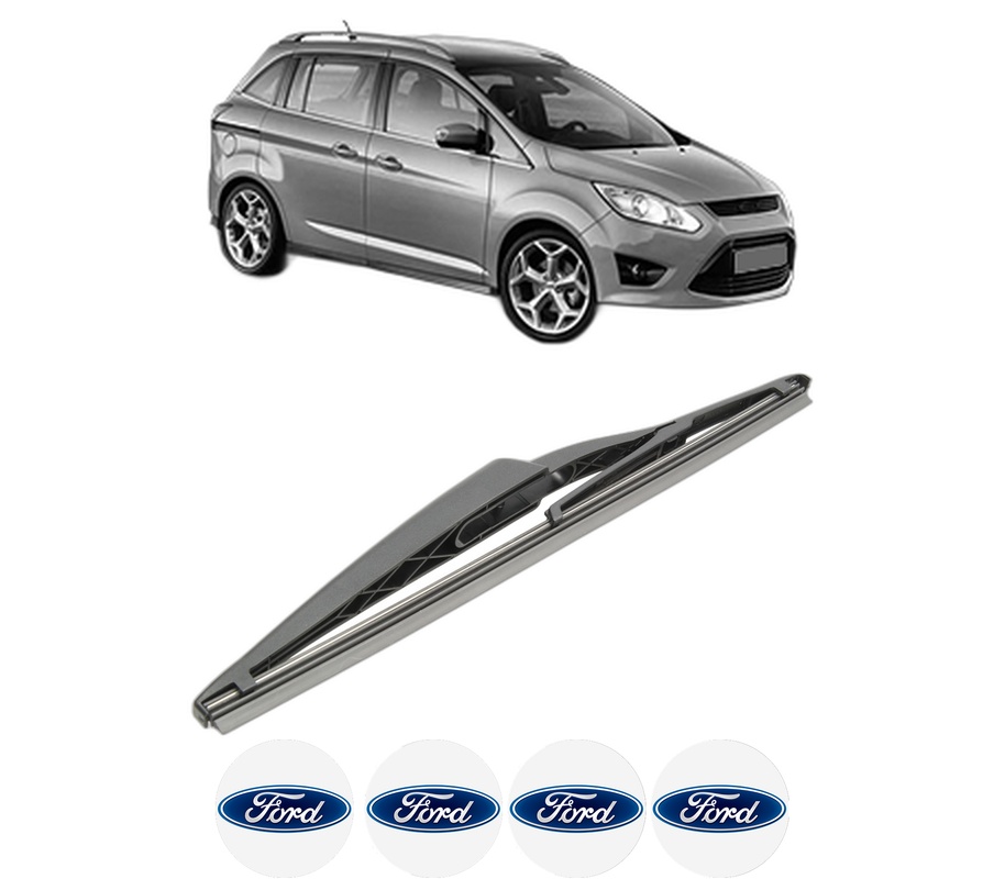 Stergator lamela spate FORD GRAND C-MAX (DXA/CB7, DXA/CEU) din 2010 - 2019, pentru luneta auto, Bosch Twin, din cauciuc siliconat rezistent, 4 Stickere Auto FORD