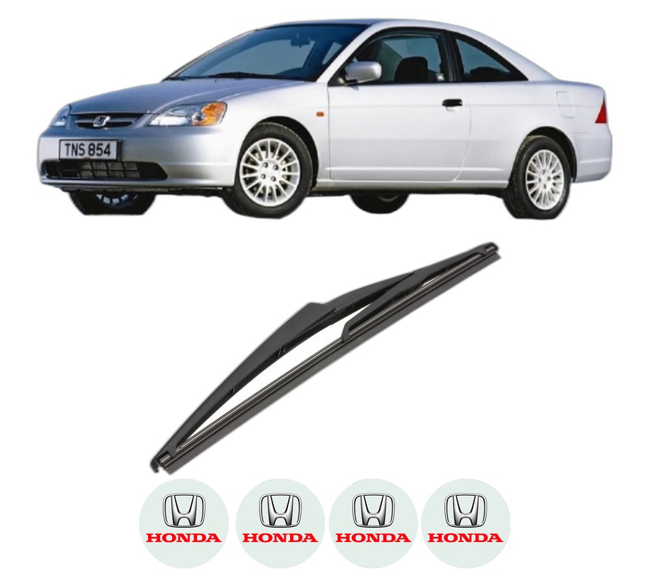 Stergator lamela spate HONDA CIVIC VII Coupe (EM2) din 2001 - 2005, pentru luneta auto, Valeo Silencio, din cauciuc siliconat rezistent, 4 Stickere Auto HONDA