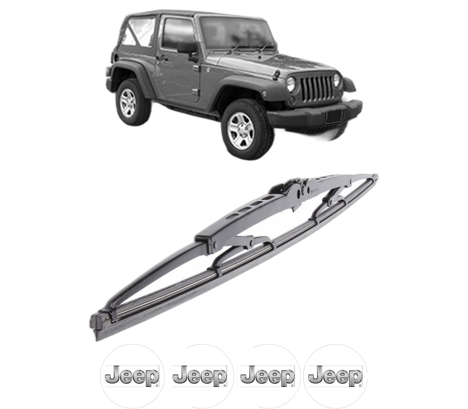 Stergator lamela spate JEEP WRANGLER II (TJ) din 1996 - 2007, pentru luneta auto, Bosch Twin, din cauciuc siliconat rezistent, 4 Stickere Auto JEEP