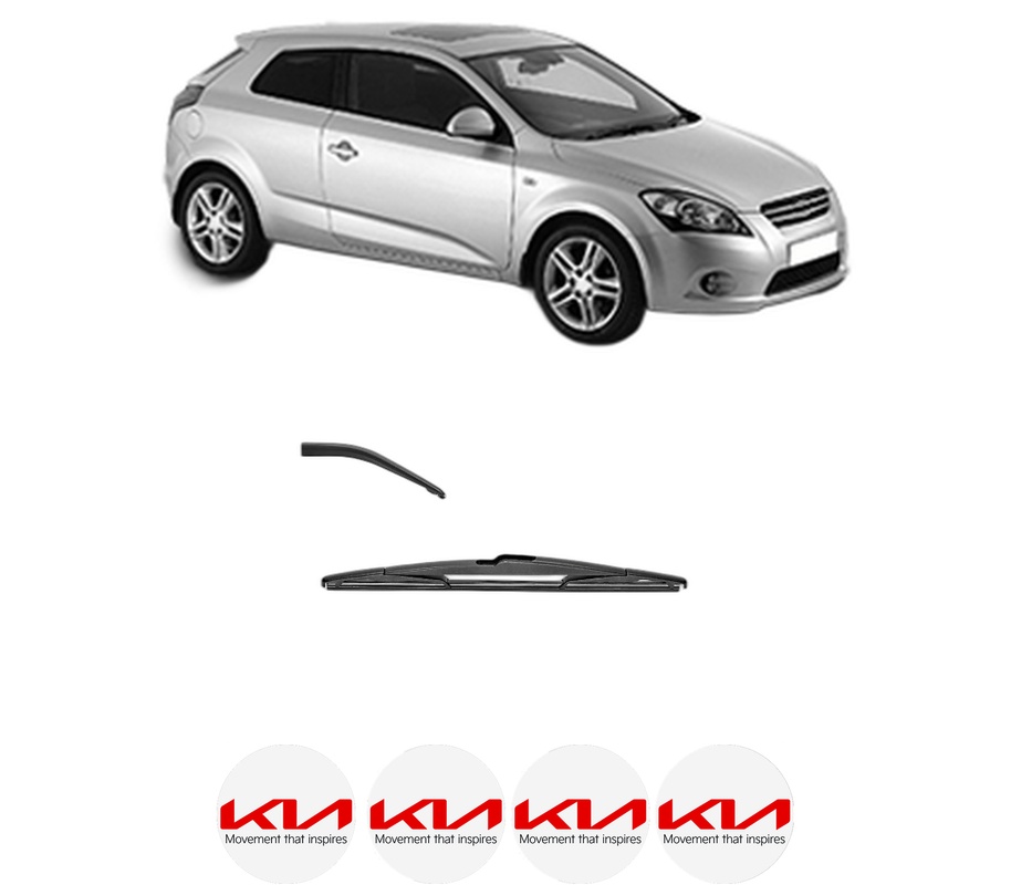 Stergator lamela spate KIA PRO CEE'D (ED) din 2008 - 2013, pentru luneta auto, Valeo Silencio, din cauciuc siliconat rezistent, 4 Stickere Auto KIA