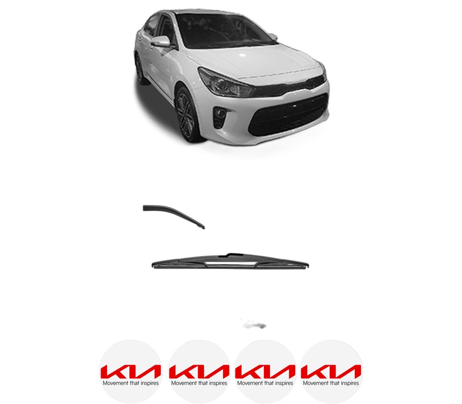 Stergator lamela spate KIA RIO IV (YB, SC, FB) din 2017 - 2023, pentru luneta auto, Valeo Silencio, din cauciuc siliconat rezistent, 4 Stickere Auto KIA