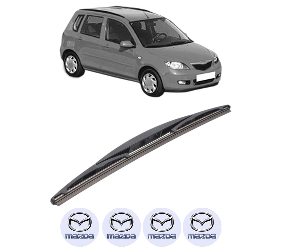 Stergator lamela spate MAZDA 2 (DY) din 2003 - 2007, pentru luneta auto, Bosch Twin, din cauciuc siliconat rezistent, 4 Stickere Auto MAZDA