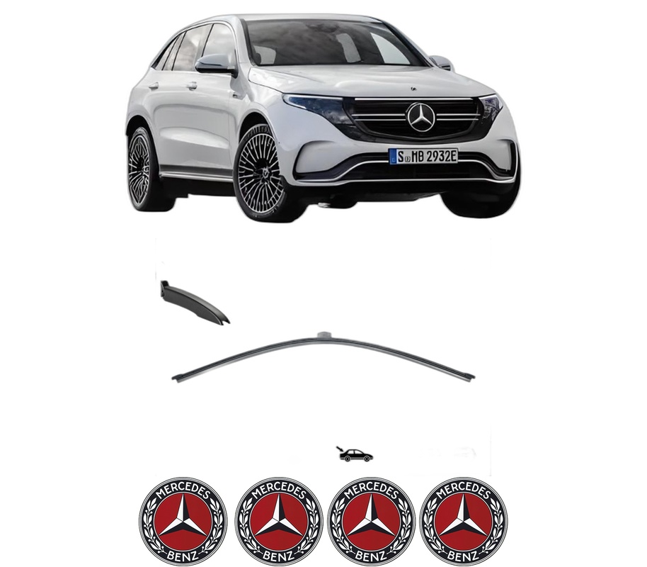 Stergator lamela spate MERCEDES-BENZ EQC (N293) din 2019 - 2023, pentru luneta auto, Valeo Silencio, din cauciuc siliconat rezistent, 4 Stickere Auto MERCEDES-BENZ
