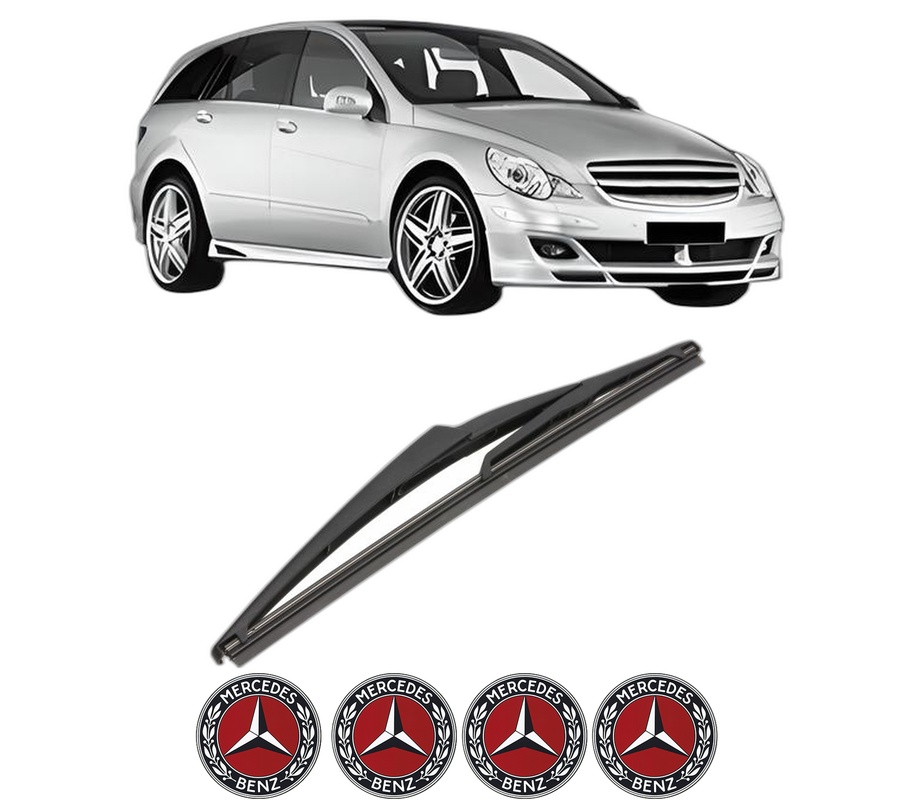 Stergator lamela spate MERCEDES-BENZ R-CLASS (W251, V251) din 2005 - 2014, pentru luneta auto, Valeo Silencio, din cauciuc siliconat rezistent, 4 Stickere Auto MERCEDES-BENZ