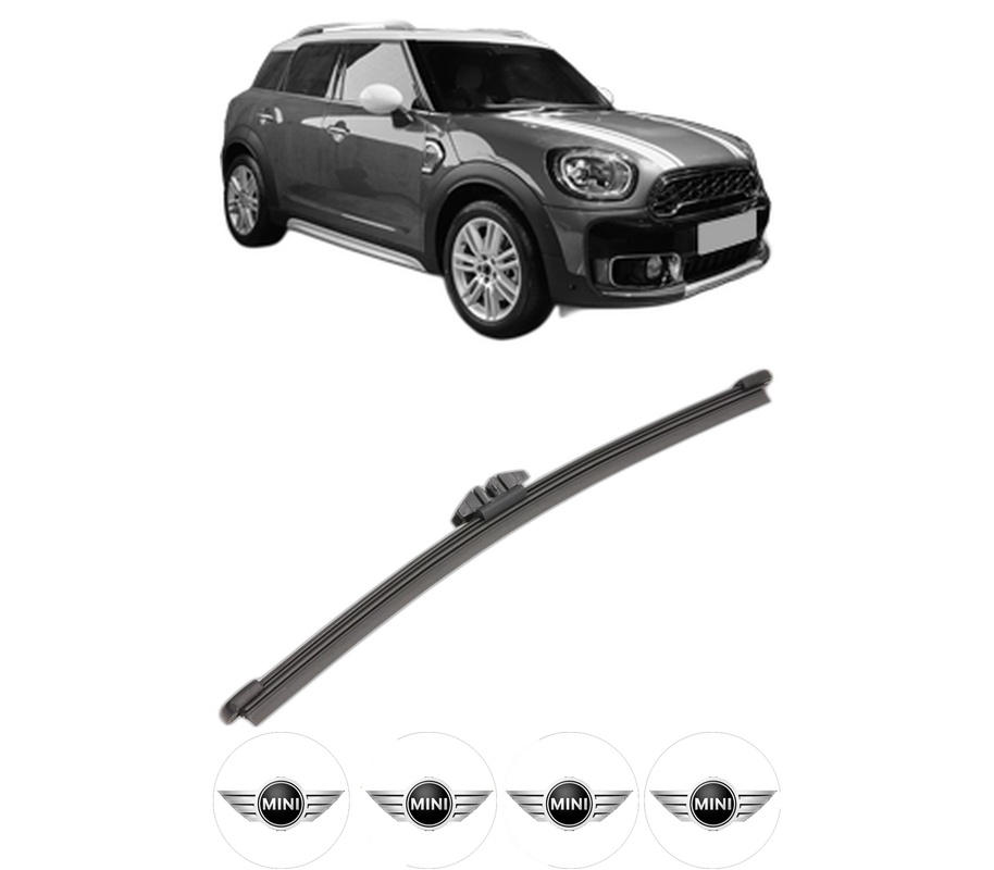 Stergator lamela spate MINI MINI COUNTRYMAN (F60) din 2016 - 2019, pentru luneta auto, Valeo Silencio, din cauciuc siliconat rezistent, 4 Stickere Auto MINI