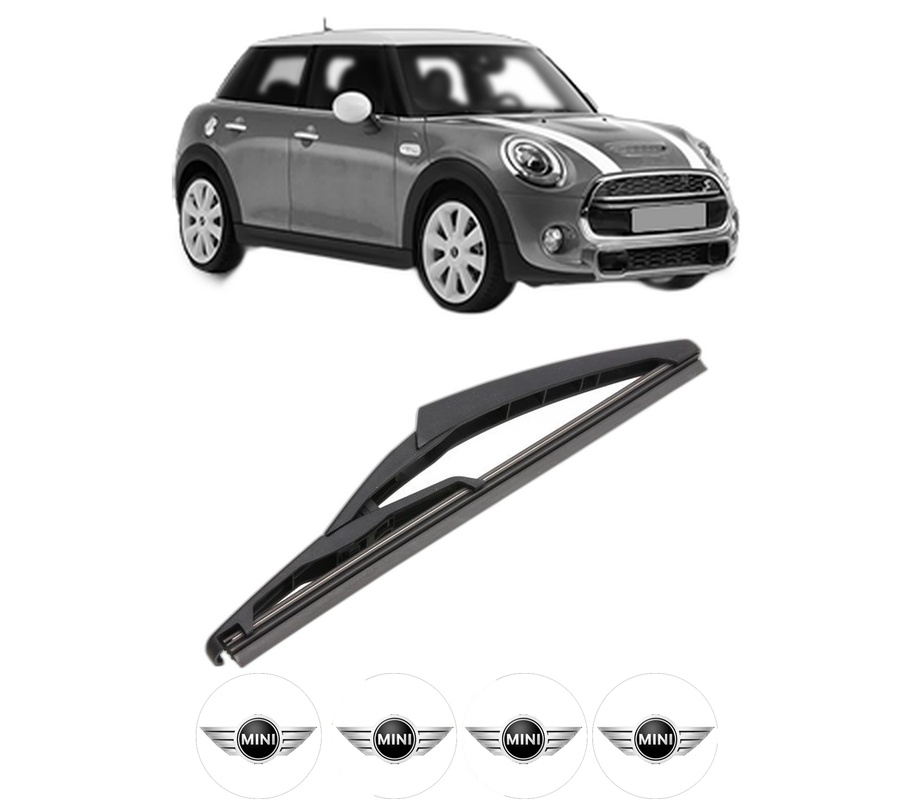Stergator lamela spate MINI MINI (F55) din 2013 - 2017, pentru luneta auto, Valeo Silencio, din cauciuc siliconat rezistent, 4 Stickere Auto MINI