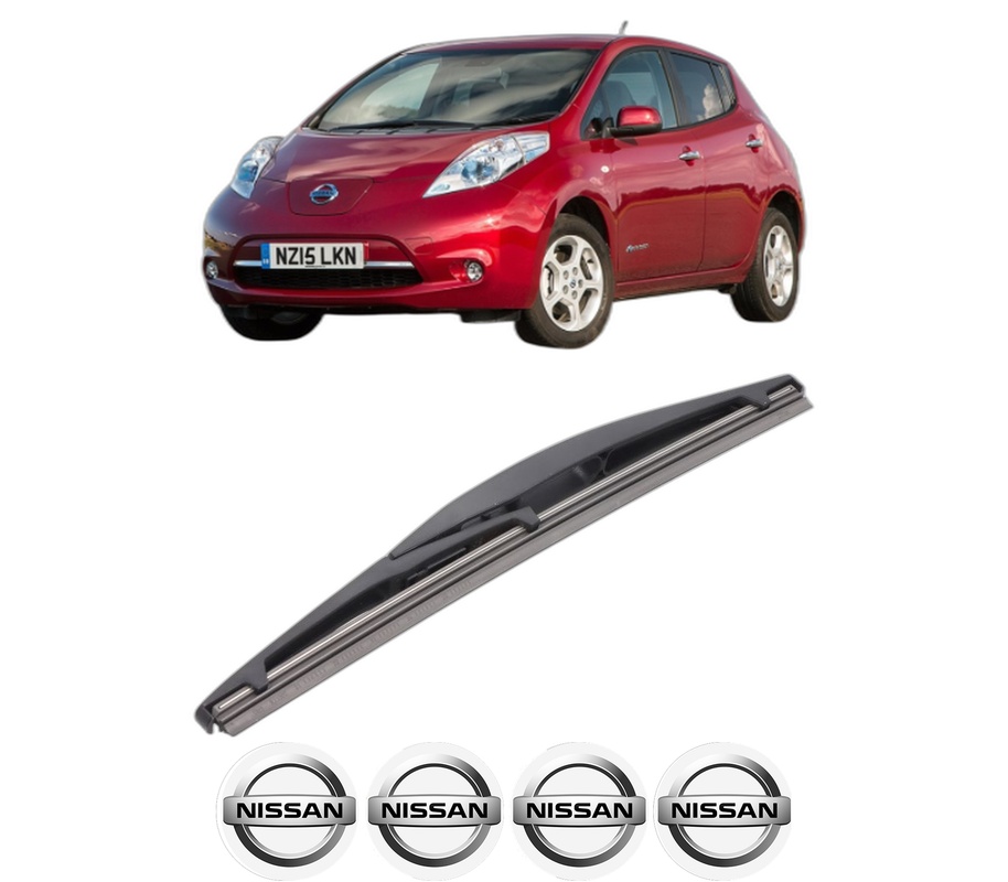 Stergator lamela spate NISSAN LEAF (ZE0) din 2010 - 2017, pentru luneta auto, Bosch Twin, din cauciuc siliconat rezistent, 4 Stickere Auto NISSAN