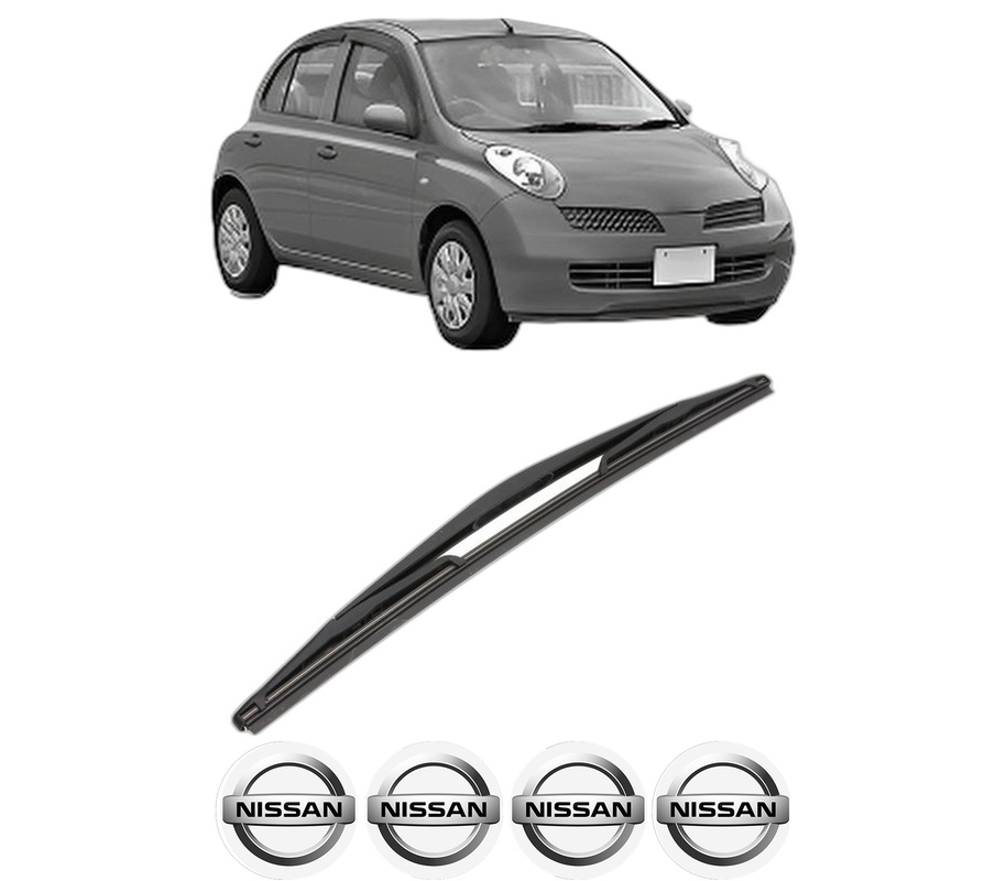 Stergator lamela spate NISSAN MICRA III (K12) din 2002 - 2010, pentru luneta auto, Valeo Silencio, din cauciuc siliconat rezistent, 4 Stickere Auto NISSAN