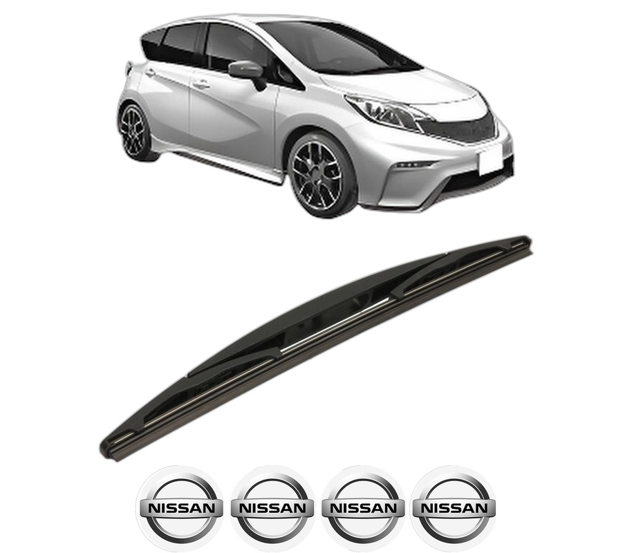 Stergator lamela spate NISSAN NOTE (E12) din 2012 - 2016, pentru luneta auto, Bosch Twin, din cauciuc siliconat rezistent, 4 Stickere Auto NISSAN