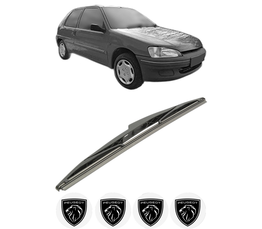 Stergator lamela spate PEUGEOT 106 Van II Hatchback Van (1S_) din 1996 - 2001, pentru luneta auto, Bosch Twin, din cauciuc siliconat rezistent, 4 Stickere Auto PEUGEOT
