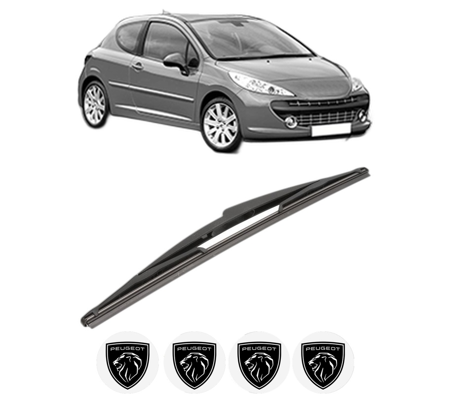 Stergator lamela spate PEUGEOT 207 (WA_, WC_) din 2006 - 2015, pentru luneta auto, Valeo Silencio, din cauciuc siliconat rezistent, 4 Stickere Auto PEUGEOT