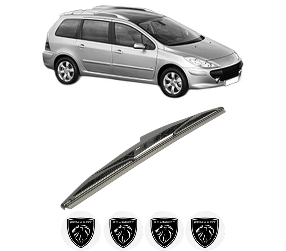 Stergator lamela spate PEUGEOT 307 SW (3H) din 2002 - 2009, pentru luneta auto, Bosch Twin, din cauciuc siliconat rezistent, 4 Stickere Auto PEUGEOT