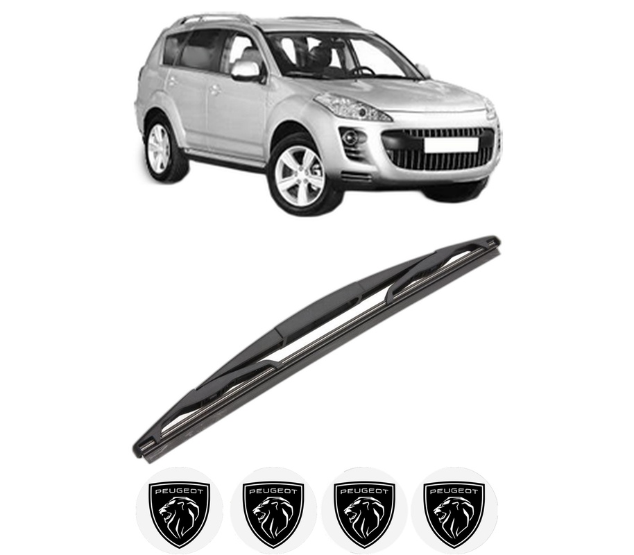 Stergator lamela spate PEUGEOT 4007 (VU_, VV_) din 2007 - 2013, pentru luneta auto, Valeo Silencio, din cauciuc siliconat rezistent, 4 Stickere Auto PEUGEOT