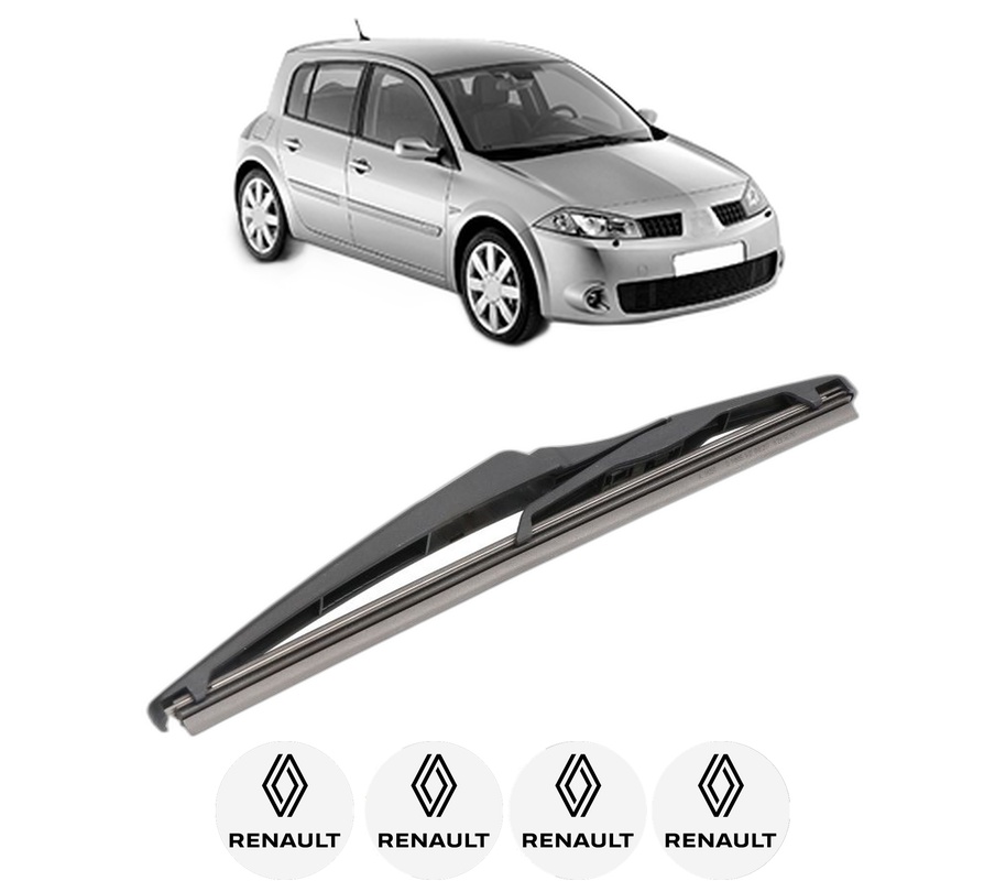 Stergator lamela spate RENAULT MEGANE II (BM0/1_, CM0/1_) din 2002 - 2009, pentru luneta auto, Valeo Silencio, din cauciuc siliconat rezistent, 4 Stickere Auto RENAULT