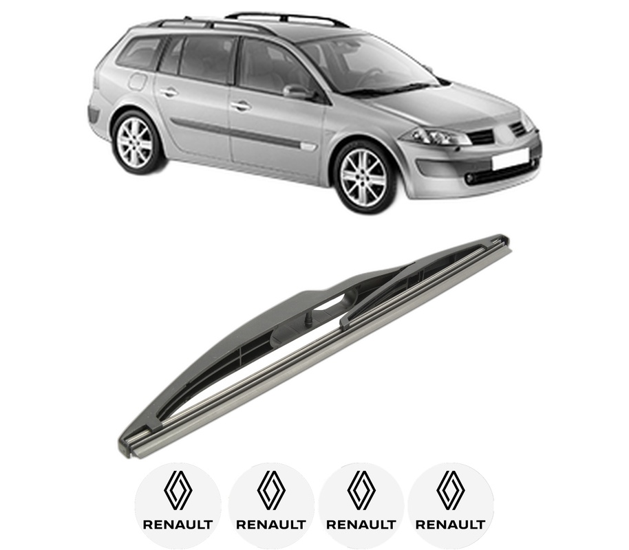 Stergator lamela spate RENAULT MEGANE II Estate (KM0/1_) din 2003 - 2011, pentru luneta auto, Bosch Twin, din cauciuc siliconat rezistent, 4 Stickere Auto RENAULT