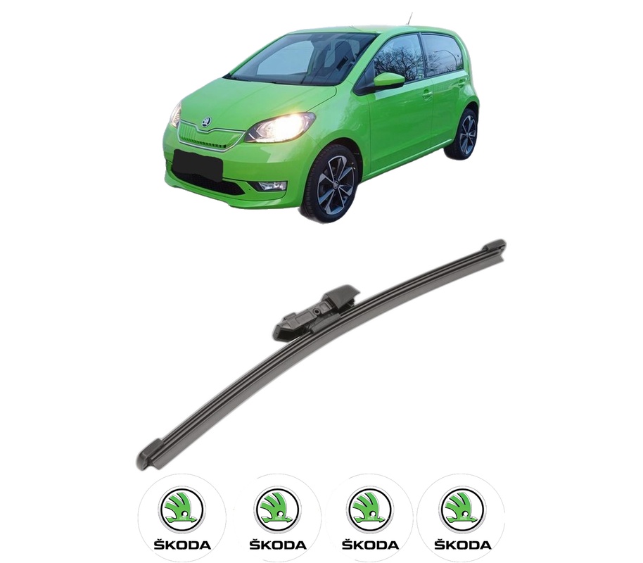 Stergator lamela spate SKODA E-CITIGO (NE1) din 2019 - 2021, pentru luneta auto, Valeo Silencio Xtrm, din cauciuc siliconat rezistent, 4 Stickere Auto SKODA