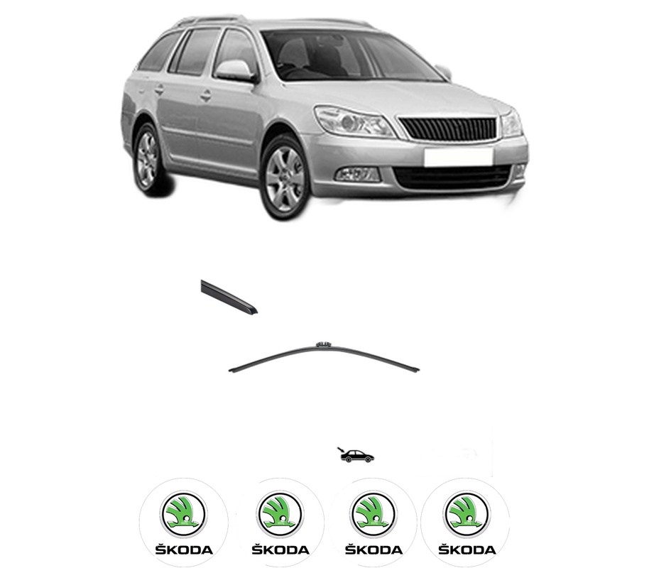 Stergator lamela spate SKODA OCTAVIA II Combi (1Z5) din 2004 - 2013, pentru luneta auto, Valeo Silencio, din cauciuc siliconat rezistent, 4 Stickere Auto SKODA