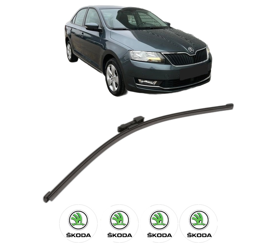 Stergator lamela spate SKODA RAPID (NH3, NK3, NK6) din 2012 - 2022, pentru luneta auto, Valeo Silencio Xtrm, din cauciuc siliconat rezistent, 4 Stickere Auto SKODA