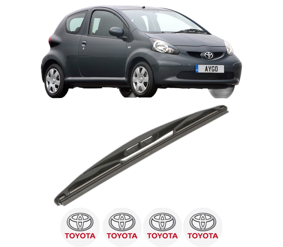 Stergator lamela spate TOYOTA AYGO (_B1_) din 2005 - 2014, pentru luneta auto, Valeo Silencio, din cauciuc siliconat rezistent, 4 Stickere Auto TOYOTA