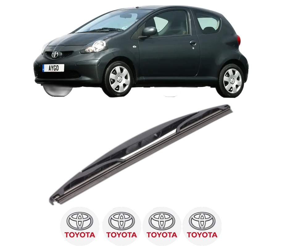 Stergator lamela spate TOYOTA AYGO Hatchback Van (_B1_) din 2005 - 2014, pentru luneta auto, Bosch Twin, din cauciuc siliconat rezistent, 4 Stickere Auto TOYOTA