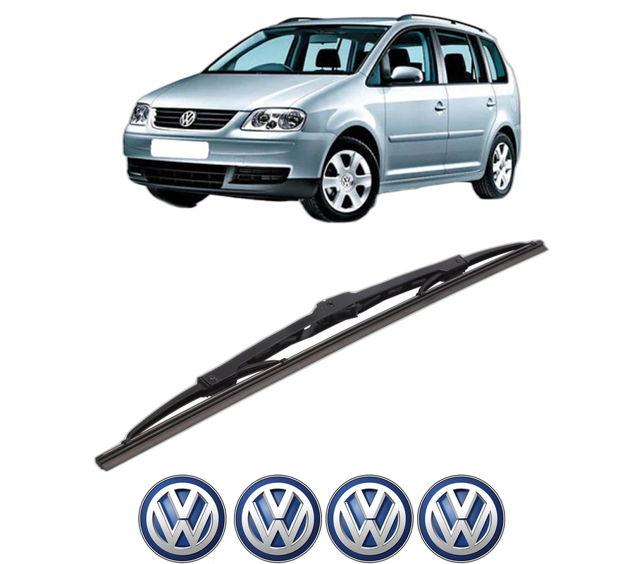 Stergator lamela spate Volkswagen TOURAN (1T1, 1T2) din 2003 - 2010, pentru luneta auto, Bosch Twin, din cauciuc siliconat rezistent, 4 Stickere Auto VW
