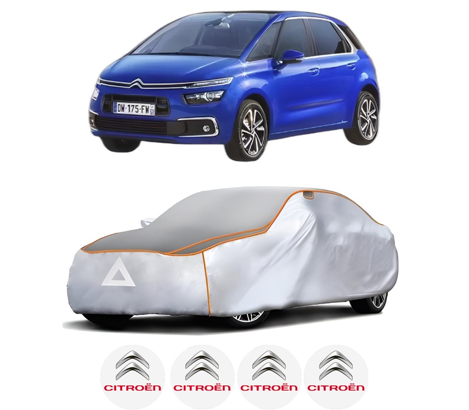 Husa Prelata Antigrindina Auto CITROEN C4 SPACETOURER (3D_) din 2018-2019, Protectie auto contra intemperiilor la grindina, Waterproof, 4x Stickere auto CITROEN