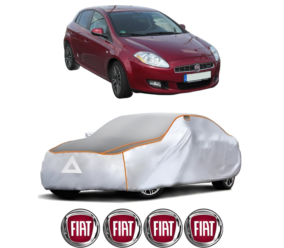 Husa Prelata Antigrindina Auto FIAT BRAVO II (198_) din 2006-2016, Protectie auto contra intemperiilor la grindina, Waterproof, 4x Stickere auto FIAT