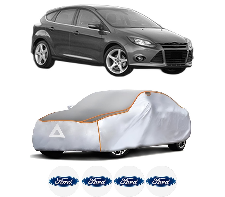 Husa Prelata Antigrindina Auto FORD FOCUS III din 2010-2020, Protectie auto contra intemperiilor la grindina, Waterproof, 4x Stickere auto FORD