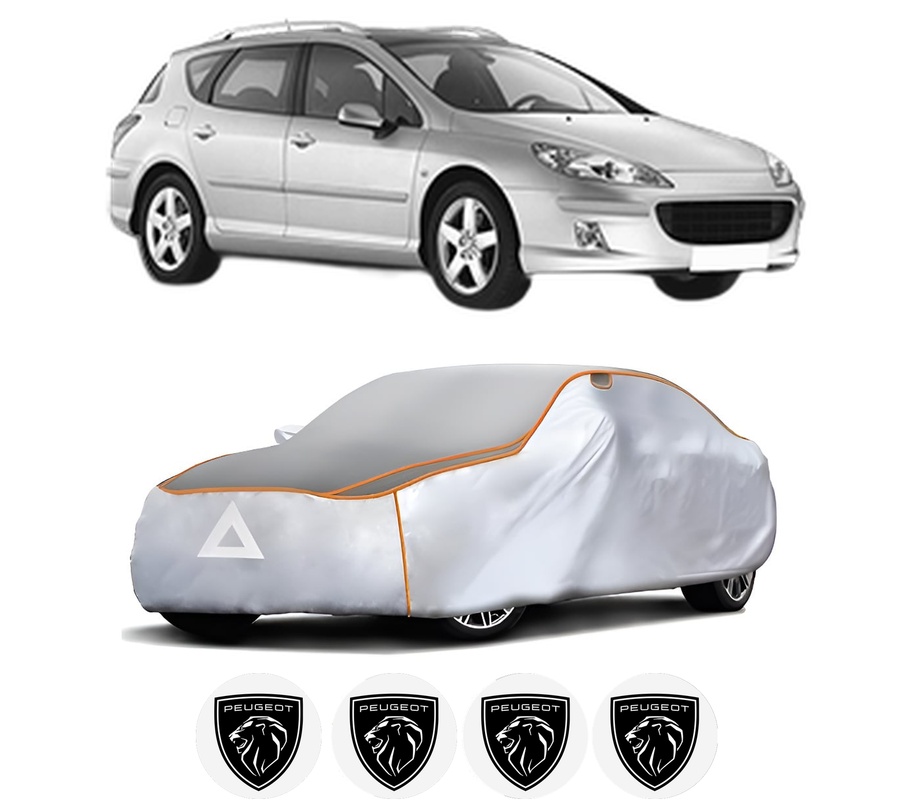 Husa Prelata Antigrindina Auto PEUGEOT 407 SW (6E_, 6D_) din 2004-2010, Protectie auto contra intemperiilor la grindina, Waterproof, 4x Stickere auto PEUGEOT
