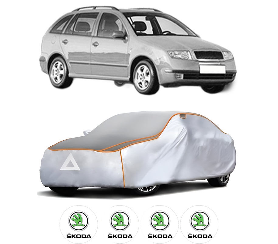 Husa Prelata Antigrindina Auto SKODA FABIA I Combi (6Y5) din 2000-2007, Protectie auto contra intemperiilor la grindina, Waterproof, 4x Stickere auto SKODA