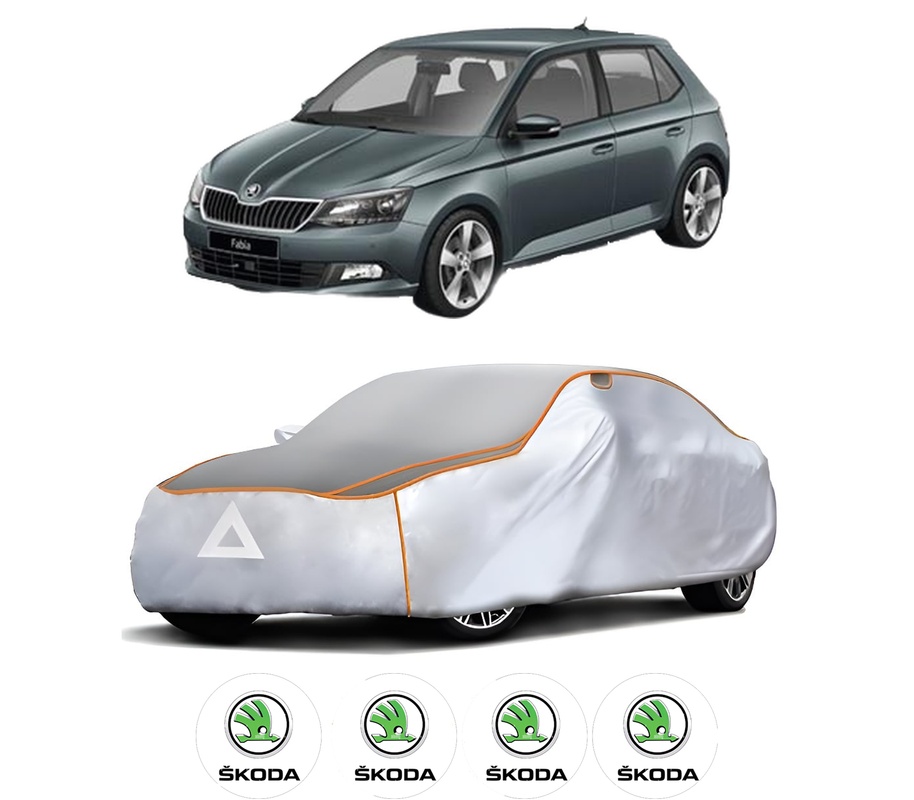 Husa Prelata Antigrindina Auto SKODA FABIA III (NJ3) din 2014-2021, Protectie auto contra intemperiilor la grindina, Waterproof, 4x Stickere auto SKODA